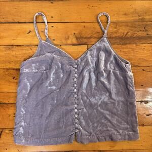 Madewell Crushed Velvet Button Detail Light Purple Tank Top Size 2 Satin Lined